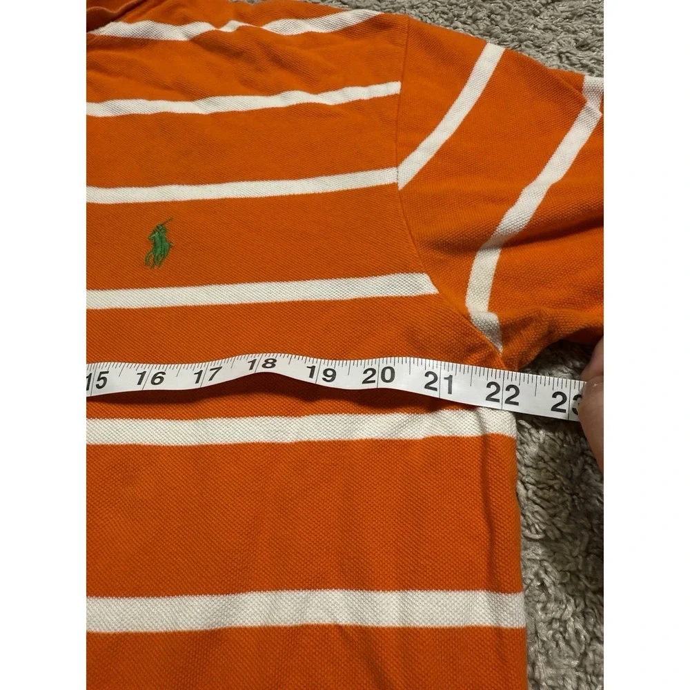 Polo Ralph Lauren Shirt Men‎ Large Striped Short Sleeve Golf Orange Outdoors M